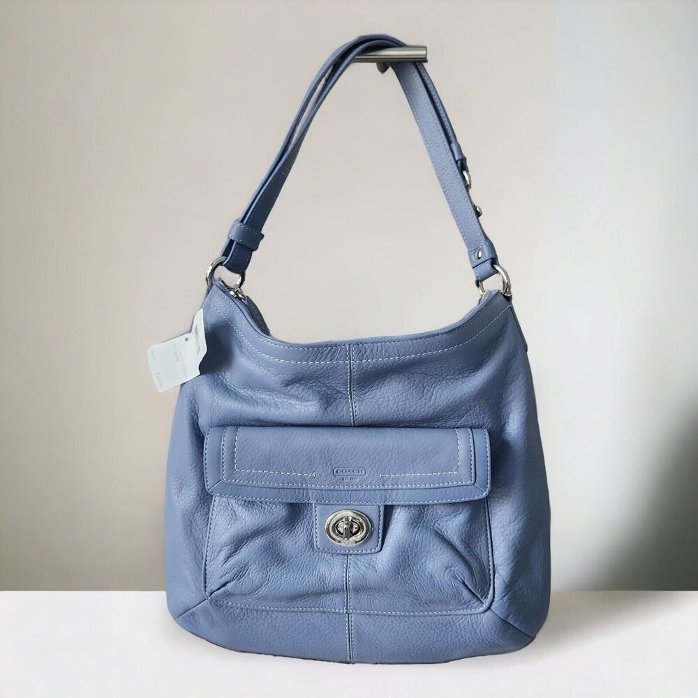 Coach Penelope Leather Convertible Shoulder Bag Cornflower Blue w Dustbag New